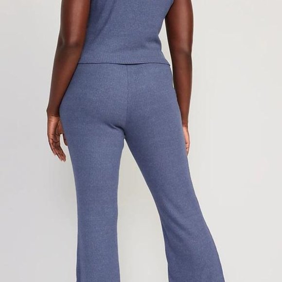 Old Navy High-Waisted Rib-Knit Split Flare Lounge Pants for Women New - Picture 7 of 11